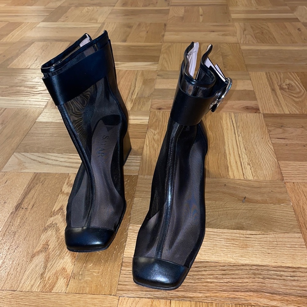 Mesh boots with buckle detail